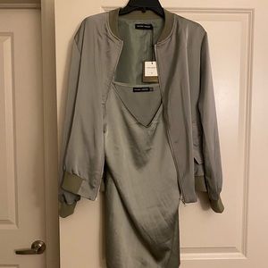 SOLD! Carli Bybel X Misguided satin bomber jacket and satin dress